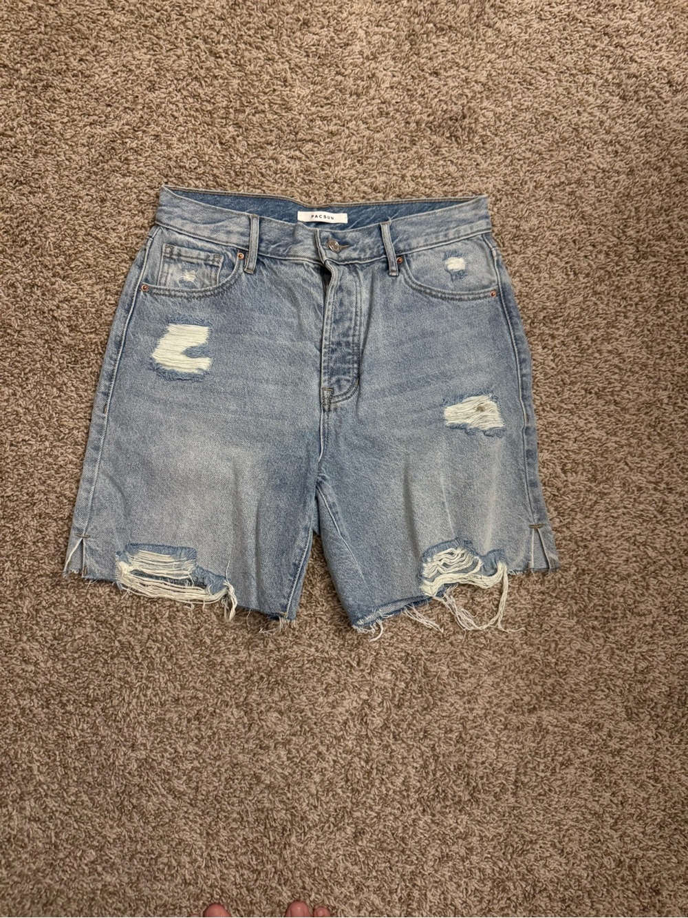 PacSun Light Blue Distressed High-Rise Denim Shorts
